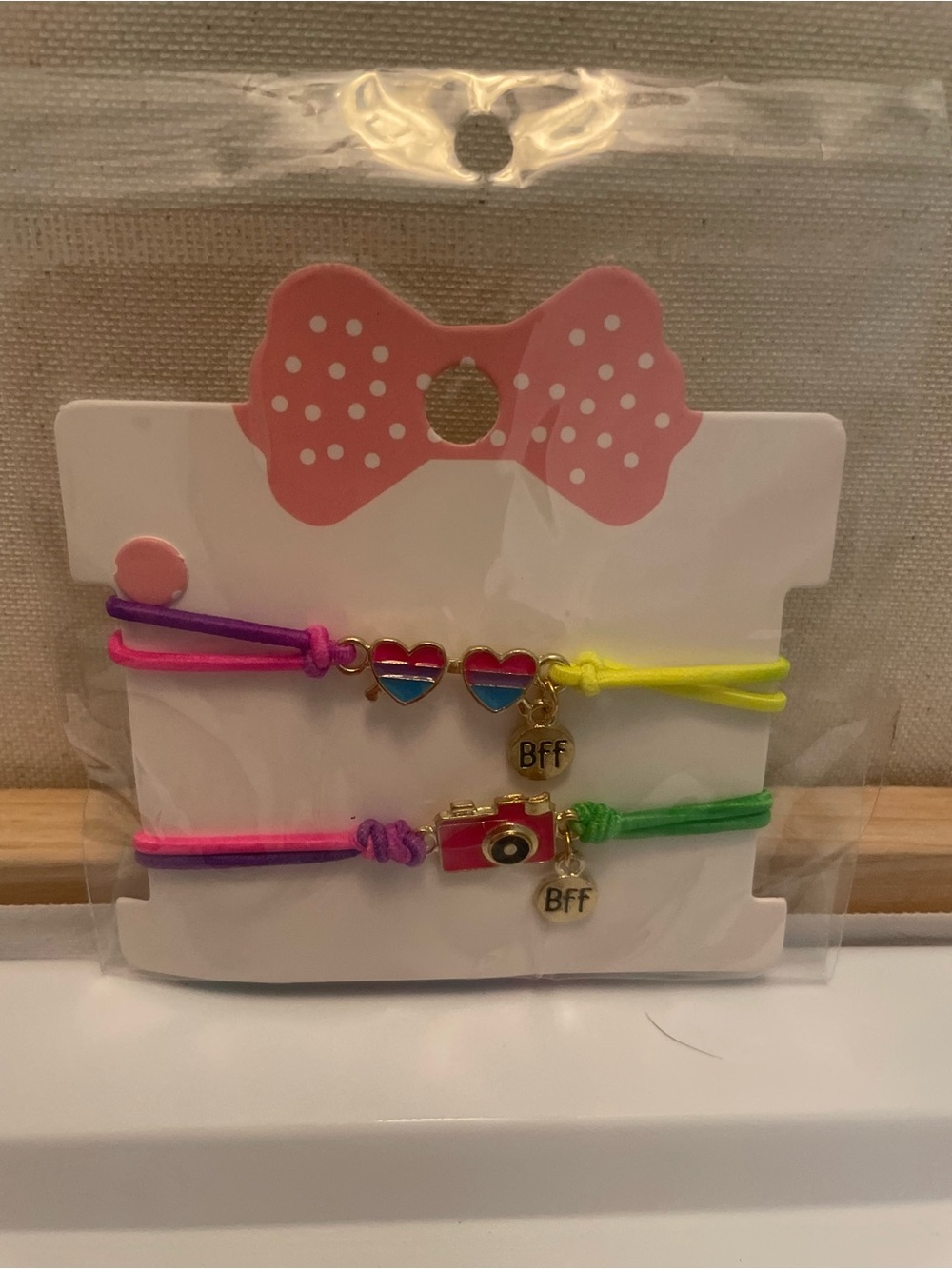 Best friends bracelets BFF Heart & Camera Kids Bracelet Set